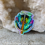 Geologist Rock Hammer "Rock On" Holographic Sticker
