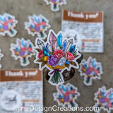 Crystal Flower Bouquet Vinyl Sticker - Floral Mineral Decal