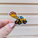 Floral Front Loader Construction Sticker