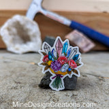 Crystal Flower Bouquet Vinyl Sticker - Floral Mineral Decal
