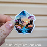 Whimsical Crystal Nature Scene Sticker