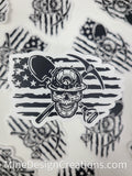 Mining Skull with Horizontal Distressed USA Flag Sticker