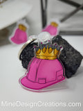 Pink Hard Hat with Crown Keychain
