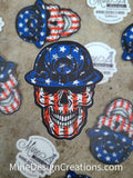 USA Flag Skull Sticker - With Light