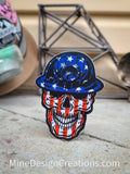 USA Flag Skull Sticker - With Light