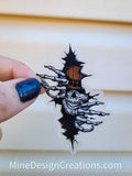 Skull in crack (no light) Clear Backing Sticker