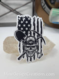 Mining Skull with Distressed USA Flag Sticker