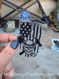 Construction Skull (no light) Distressed Flag Clear Backing Sticker