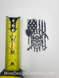 Mining Skull with Distressed USA Flag Sticker