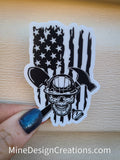 Construction Skull (no light) Distressed Flag Clear Backing Sticker