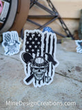 Construction Skull (no light) Distressed Flag Clear Backing Sticker