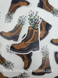 Work Boot Bouquet / Hiking Boot Clear Backing Sticker