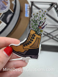 Work Boot Bouquet / Hiking Boot Clear Backing Sticker