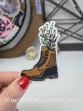 Work Boot Bouquet / Hiking Boot Clear Backing Sticker