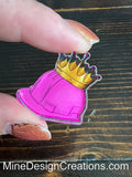 Pink Hard Hat with Crown Acrylic Pin