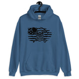 Mining Skull with USA Flag Horizontal Unisex Heavy Blend Hoodie