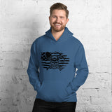 Mining Skull with USA Flag Horizontal Unisex Heavy Blend Hoodie