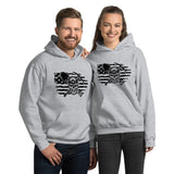 Mining Skull with USA Flag Horizontal Unisex Heavy Blend Hoodie