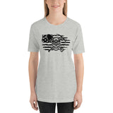 Mining Skull with USA Flag Horizontal Tshirt