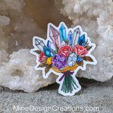 Crystal Flower Bouquet Vinyl Sticker - Floral Mineral Decal