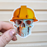 Construction / Mining Skull Hard Hat Sticker - Paper Effect