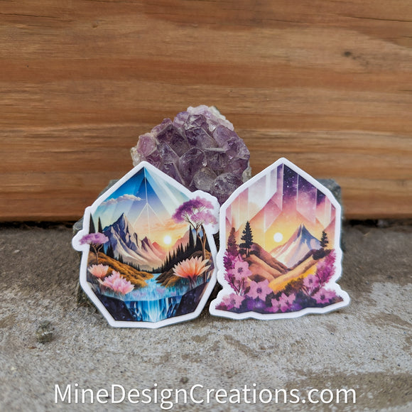 Whimsical Crystal Nature Scene Sticker