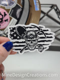Mining Skull with Horizontal Distressed USA Flag Sticker