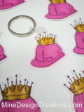Pink Hard Hat with Crown Keychain