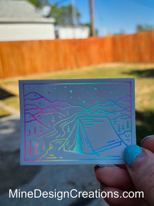 Holographic Camping Sticker
