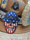 USA Flag Skull Sticker - With Light