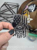 Mining Skull with Distressed USA Flag Sticker