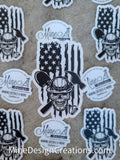Construction Skull (no light) Distressed Flag Clear Backing Sticker