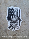 Construction Skull (no light) Distressed Flag Clear Backing Sticker