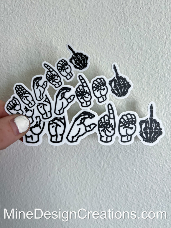 ABCDE FU Sign Language Sticker