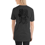 Miner Skull with Distressed Flag Short-Sleeve Unisex T-Shirt